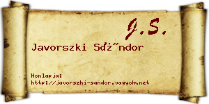 Javorszki Sándor névjegykártya
